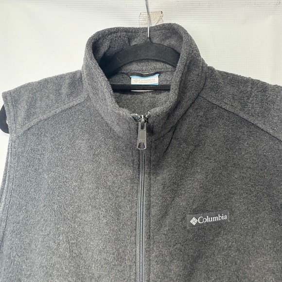 Columbia Mens Fleece Vest‎ Full Zip Gray Sleeveless Outdoor Layering Gorp Hiking - Picture 3 of 6